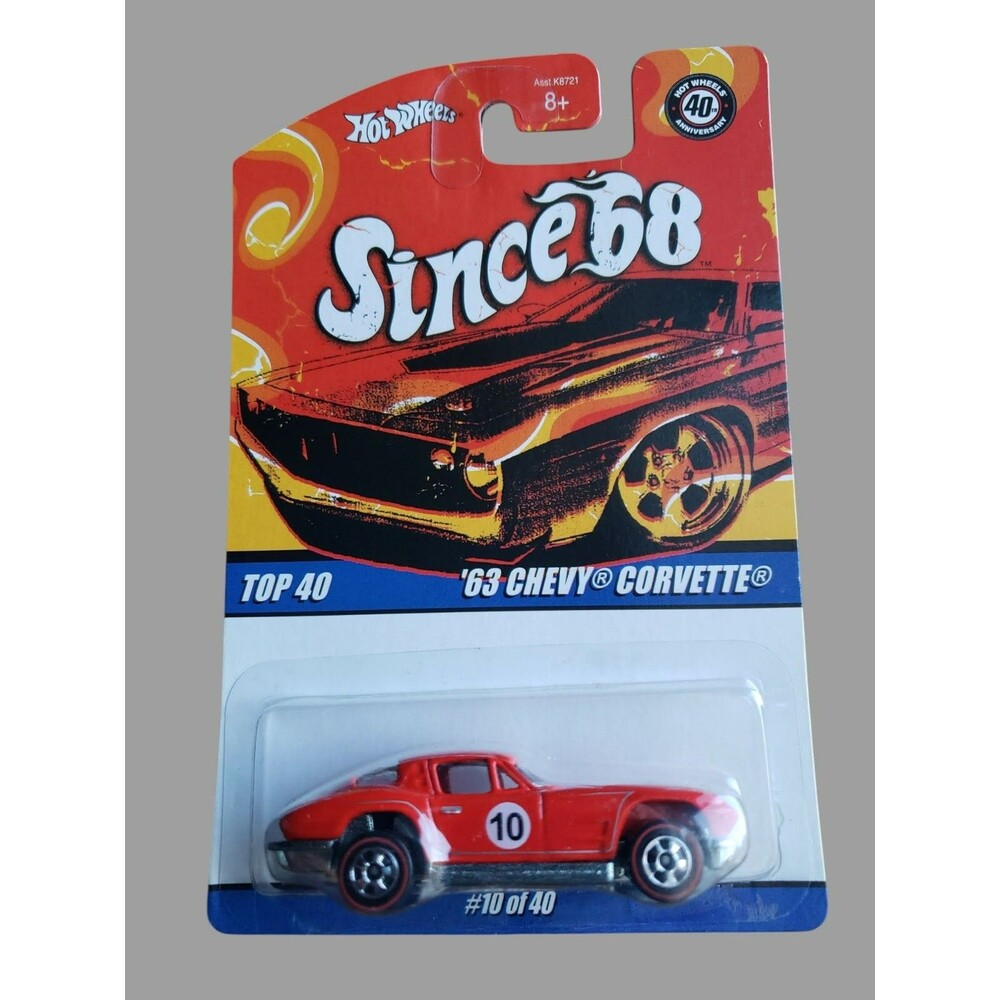 2008 Hot Wheels '63 CHEVY CORVETTE RED Since '68 Top 40 #10/40 1:64 Red Line